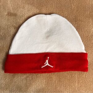 AIR JORDAN White and Red Sporty Basketball Cotton Toque Baby Hat